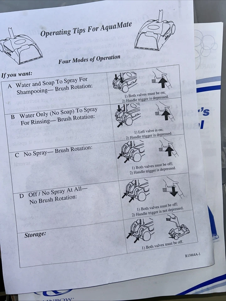 Rainbow AquaMate Champú Alfombra Aspirador Accesorio Azul con Instrucciones de Caja Foto 3 de 4