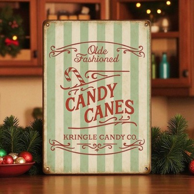 Vintage Blechschild  Olde Fashioned Candy Canes  | Nostalgische Weihnachtsdeko