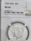 1965 NGC "SMS" "SILVER" Kennedy Half Dollar MS 66 Reduced 4/21  S/N 6040036-001