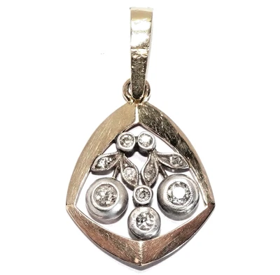 Anhänger Gold Altschliff Diamanten 0,34ct. antik 585/14K und Silber 35x20mm - Bild 1 von 4