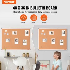 New 48"x36" Large Cork Board C Wall-Mounted Bulletin Board with Pin Board C Pe