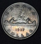 Canada 1937 $1 One Silver Dollar King George VI .800 Silver