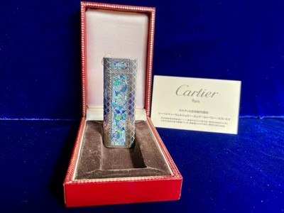 Cartier Lighter Vintage Silver Mosaic Super Mint Condition Works 1 Year Warranty
