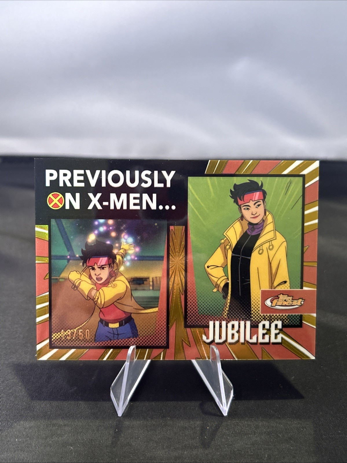 2025 Topps Finest Marvel '97 Jubilee #/50 Previously On X-Men Gold Refractor