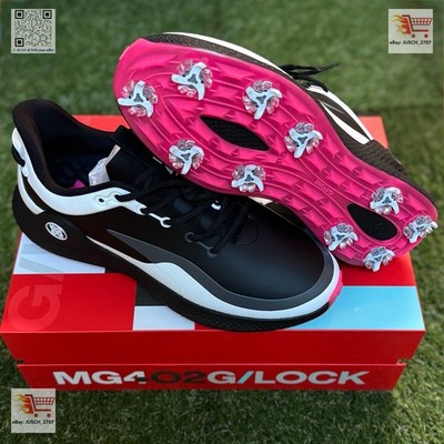 G/FORE MG4+ O2 G/LOCK Spiked Golf Shoe Sneaker   US 10   Onyx Black Pink