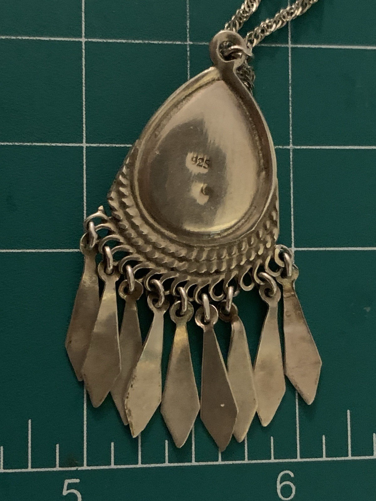 Native Sterling Turquoise Dangle Drop Pendant Nec… - image 4