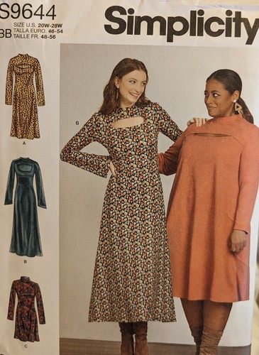 Simplicity Dress pattern women's S9644 size 20w-28w Long sleeve stretch knit - Picture 1 of 3