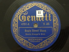 GENNETT Record 78 rpm 4751 BEALE STREET BLUES / ST LOUIS BLUES Benny Krueger