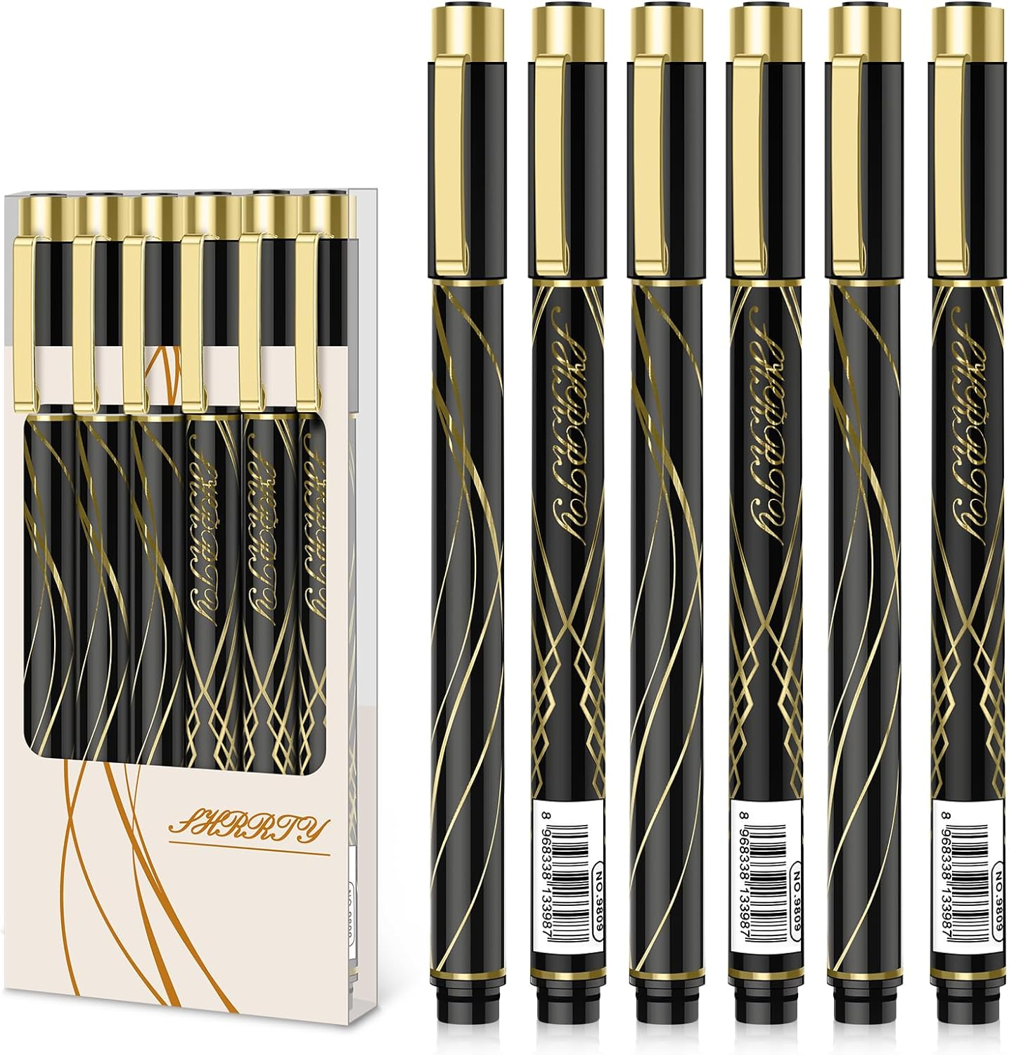 Pens Bulk 6-Pack, Black Ink Pens, Quick Dry Ink Gel Pens, Medium Point Pens,Wate-image