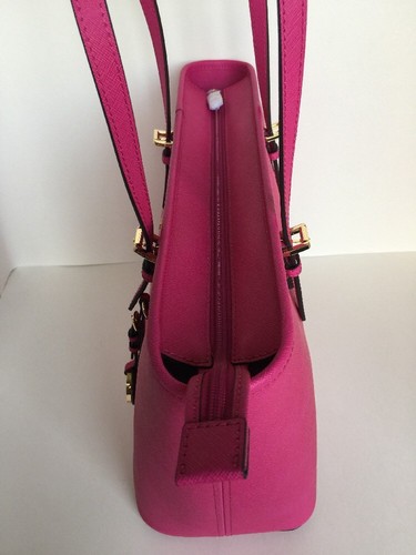 Michael Kors Top-Zip Large Tote Saffiano Leather Color Raspberry Gold Hardware - Picture 4 of 11