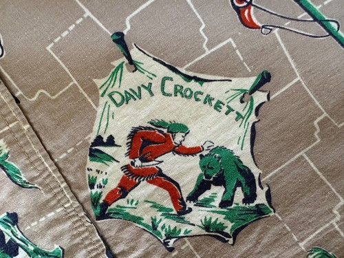 Vintage 50s 60s Disney Davy Crockett Nightshirt Pajama Top Fabric Handmade - Picture 6 of 10
