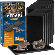 LULUCATCH Sticky Mouse Traps 12 Pack Large Glue Traps Pre-Baited Heavy Duty N...