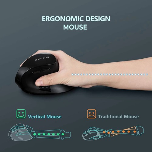 Vertical Ergonomic Wireless Mouse Rechargeable Bluetooth 5.0 3.0 2.4G USB Mice - Picture 12 of 27