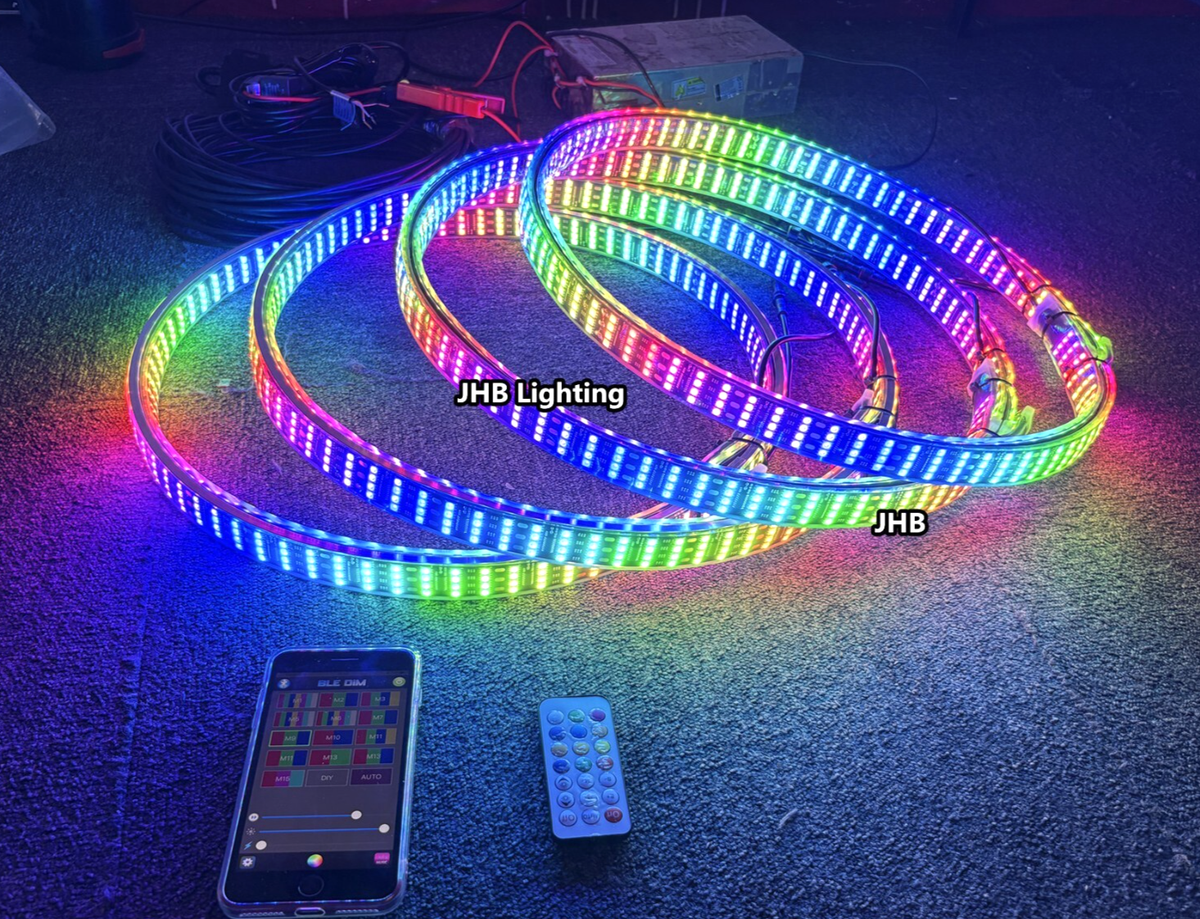 17.5 Dream CHASING FLOW Two-Sided QUAD ROW 8 ROW LED Wheel Rings Rim Lights Set