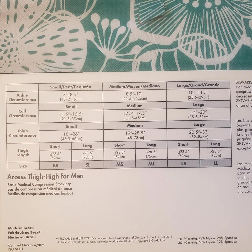 Sigvaris Access MEN'S CT 20-30 30-40 Compression Thigh High Stockings Size Color - Image 2 of 4