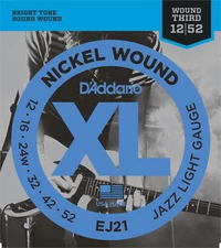 5 SETS D'addario Nickel Wound 3rd Jazz Light (12-52) Guitar Strings / EJ21