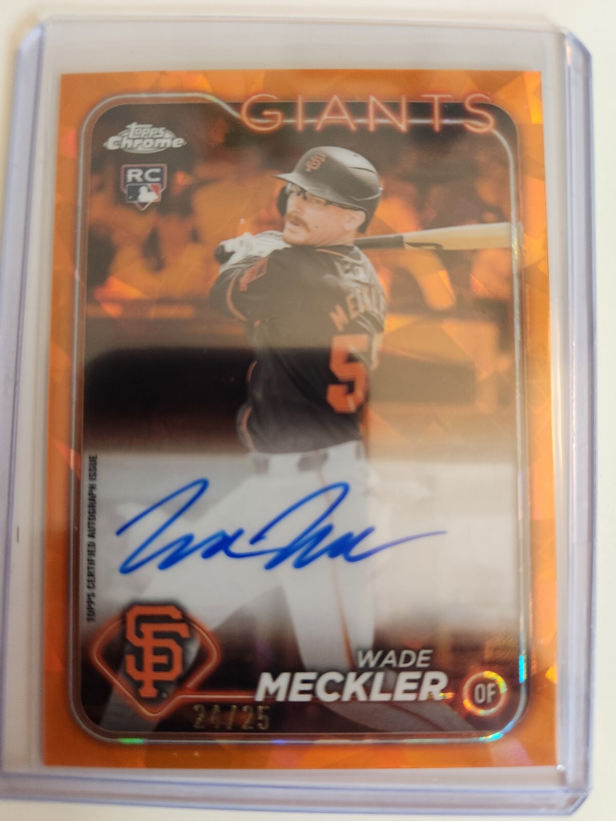 2024 Topps Chrome Sapphire Wade Meckler Rookie Auto Orange Refractor /25! Giants