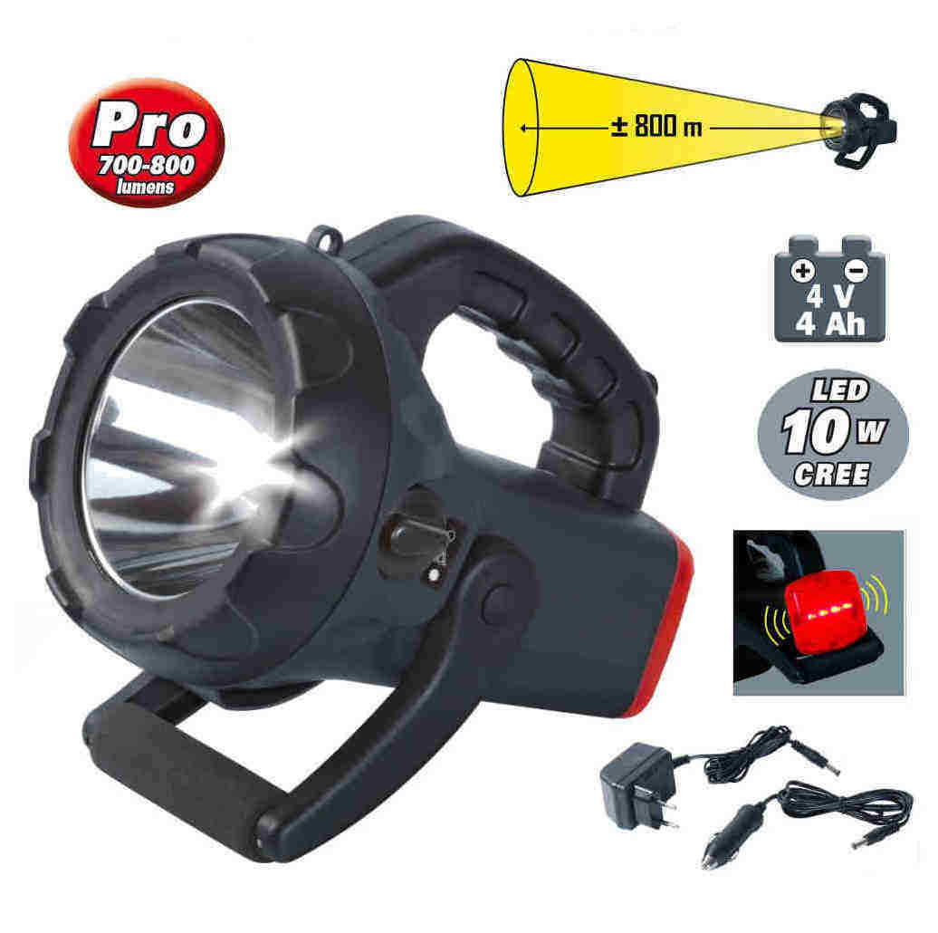 Lampe torche projecteur LED 10W anti coupure de courant - Éclairage de sécurité 800m