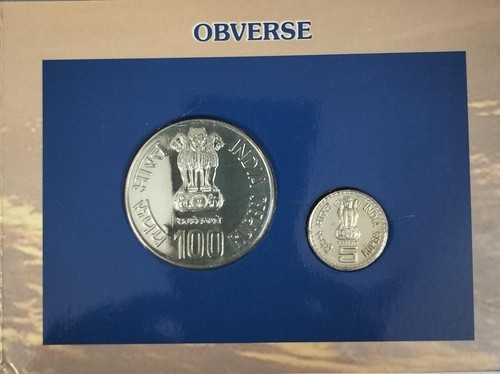 INDIA 2006 UNC + PROOF COMMEMORATIVE COIN SET MAHATMA BASAVESHWARA 100+5 RUPEES - Picture 4 of 7