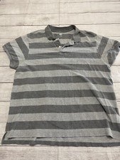 Old Navy Men Polo Shirt XXL Gray Striped Short Sleeve Collar Casual