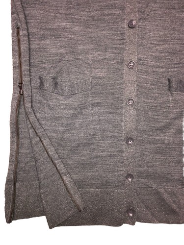 Halogen Side Zippers Cardigan Women’s L Merino Wool Blend Gray Metallic Trim - Picture 5 of 11