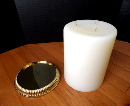 NEW Partylite 6"x8" Vanilla Ivory 3 Wick Candle Richmond Brass P0707 Holder - Picture 3 of 12