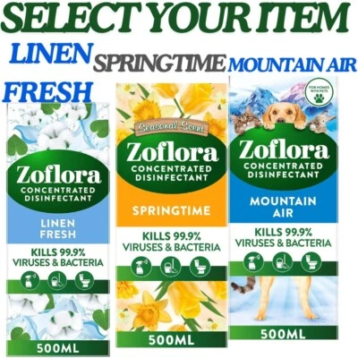 Zoflora Disinfectant Concentrate 500ml bottles Home Bathroom Office Cleaner