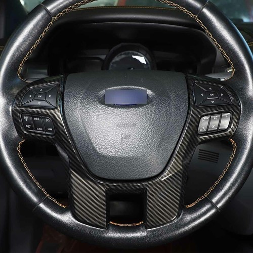 For Ford Ranger / Everest 2015-2021 Steering Wheel Trim Frame Carbon Fiber Style - Picture 4 of 10