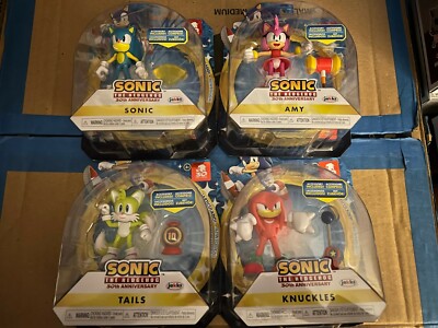 SONIC THE HEDGEHOG Neon Figure Set 30th Anniversary AMY TAILS KNUCKLES 2021 NEW