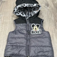 Disney Mickey Mouse Puffer Vest Ear Hood B51