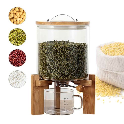 Dispensador de almacenamiento de cereales arroz/grano alimentos secos recipiente de vidrio 5L/7,5L con válvula - Imagen 23 de 45