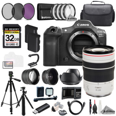 Canon EOS R5 II + 70-200mm f/4 L IS USM Lens +32GB+Ext Bat+9 PC Filtr-MEGA Kit