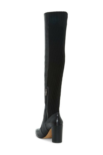 Knee Boot OTK LEATHER BLACK KNIT 