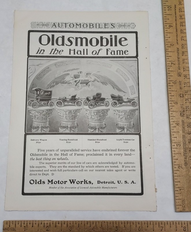 1904 - OLDSMOBILE In the Hall of Fame - magazine advertisement - listing #5381