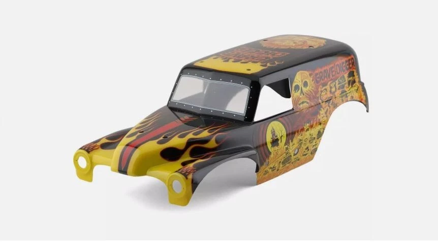 Pro-Line LMT 1/10 Grave Digger Fire Painted Body Red/Yellow Clod Buster TXT USA1 - Image 2 of 4