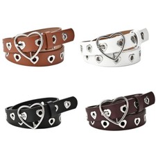 Heart Buckle Waist Belt for Dress Ladies Hollow Heart Belt Leather Narrow Belt