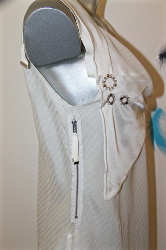 luxueuse robe ivoire viscose coton HIGH USE ex girbaud size 38 fr USA 27 NEUVE - Picture 6 of 7