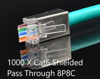 10 Pcs RJ45 Network Cable Modular Plug CAT6 8P8C Connector End Pass Through