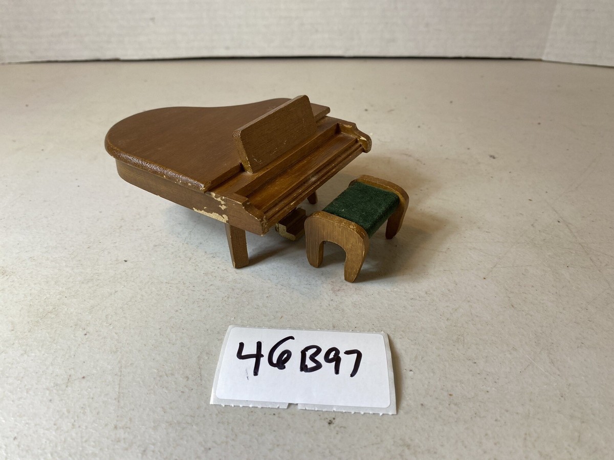 Dollhouse Miniature Wooden Piano With Seat Vintage Model 46B97 | eBay