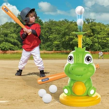 Toddlers Dinosaur Baseball Tball Set Toy Adjustable Bat Outdoor Play Sport Toy f