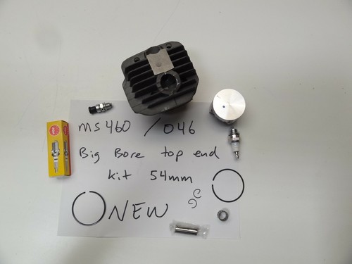 Nikasil cylinder piston For Stihl MS 460 046 54mm top end Gaskets BIG BORE Kit - Picture 2 of 2