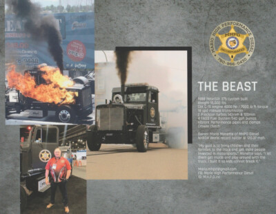 2022 Mario Monette The Beast Peterbilt PRI Show MHPD NHRDA NHRA B/B T/S Handout