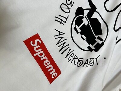 STUSSY X SUPREME 30TH ANNIVERSARY BOX LOGO TEE SHIRT WHITE STUSSY X SUPREME 30TH ANNIVERSARY BOX LOGO TEE SHIRT WHITE