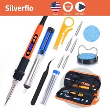 100W Electric Soldering Iron Tool Kit Solder Wire Tips Desoldering Pump Twzeer