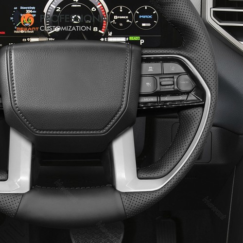 MEWANT Black Real Leather Steering Wheel Wrap for Toyota Tacoma Tundra Sequoia - Picture 5 of 10
