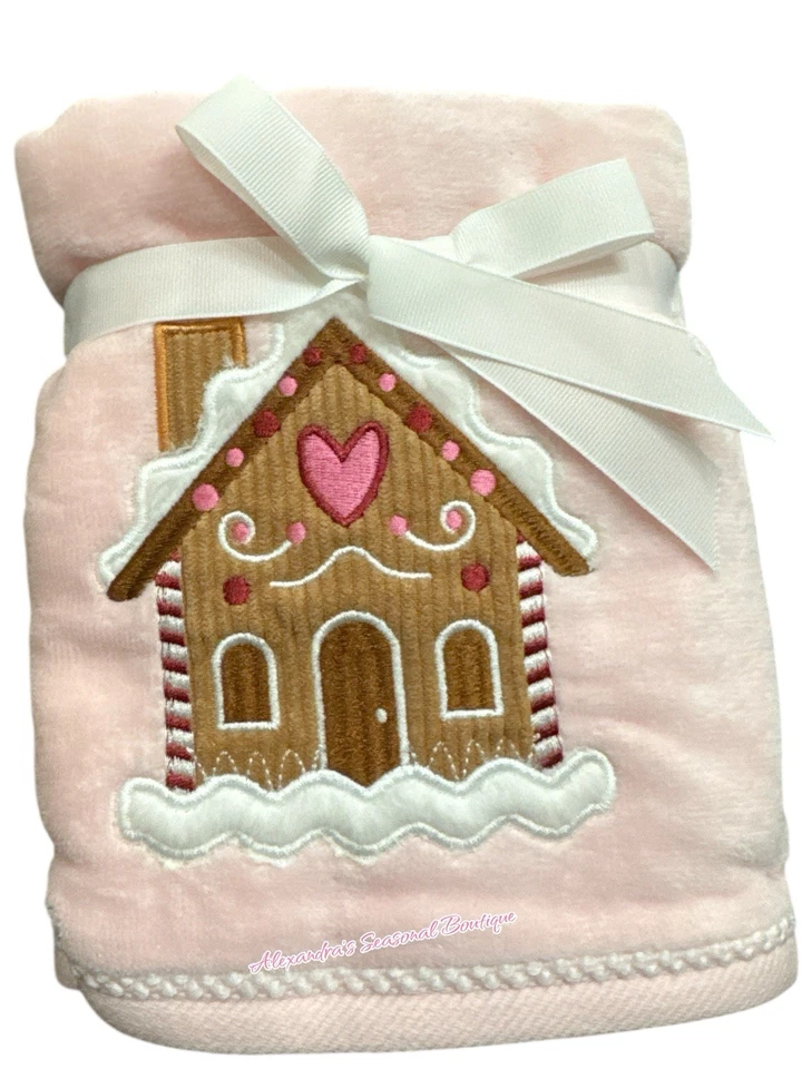 Juego de 2 toallas de mano bordadas para casa de pan de jengibre Kassafina Navidad rosa Foto 3 de 4