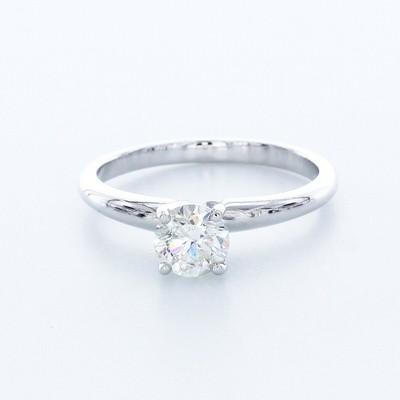 0.7 CT Lab-Created Diamond D/VS2 Round Cut 14K White Gold Classic Solitaire Ring
