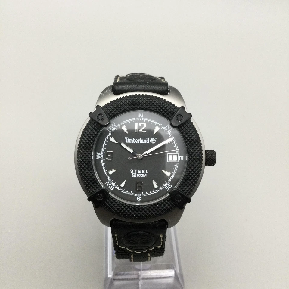 Reloj Timberland Hombre 40mm Acero Inoxidable 100M Fecha Negro 75056G Batería Nueva Foto 2 de 4