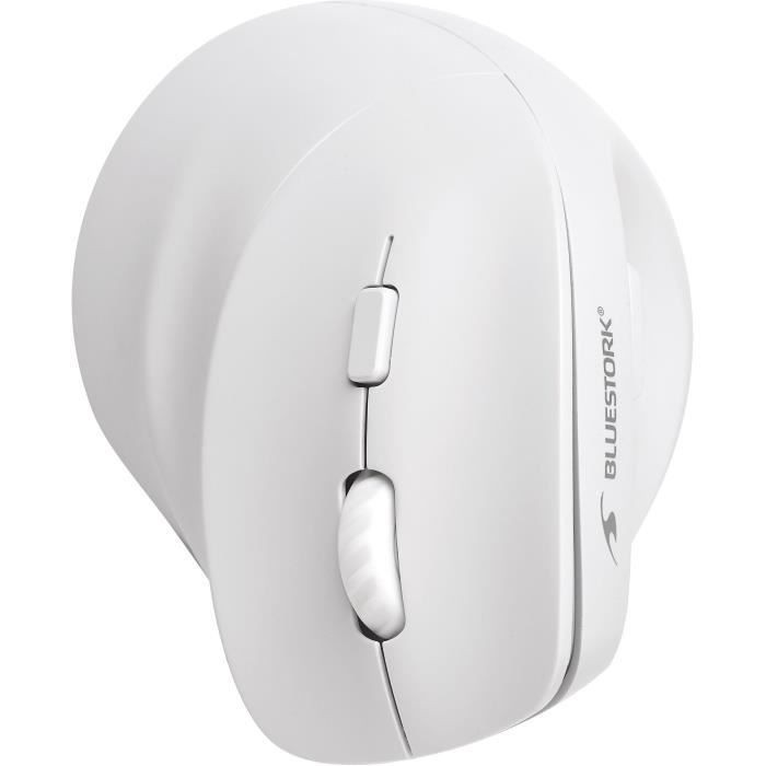Souris ergonomique PC Mac sans fil Bluestork Ergo lumineuse blanche
