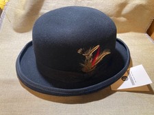 Wool Black Fedora Hat for Men Women Church Bowler Derby Hat